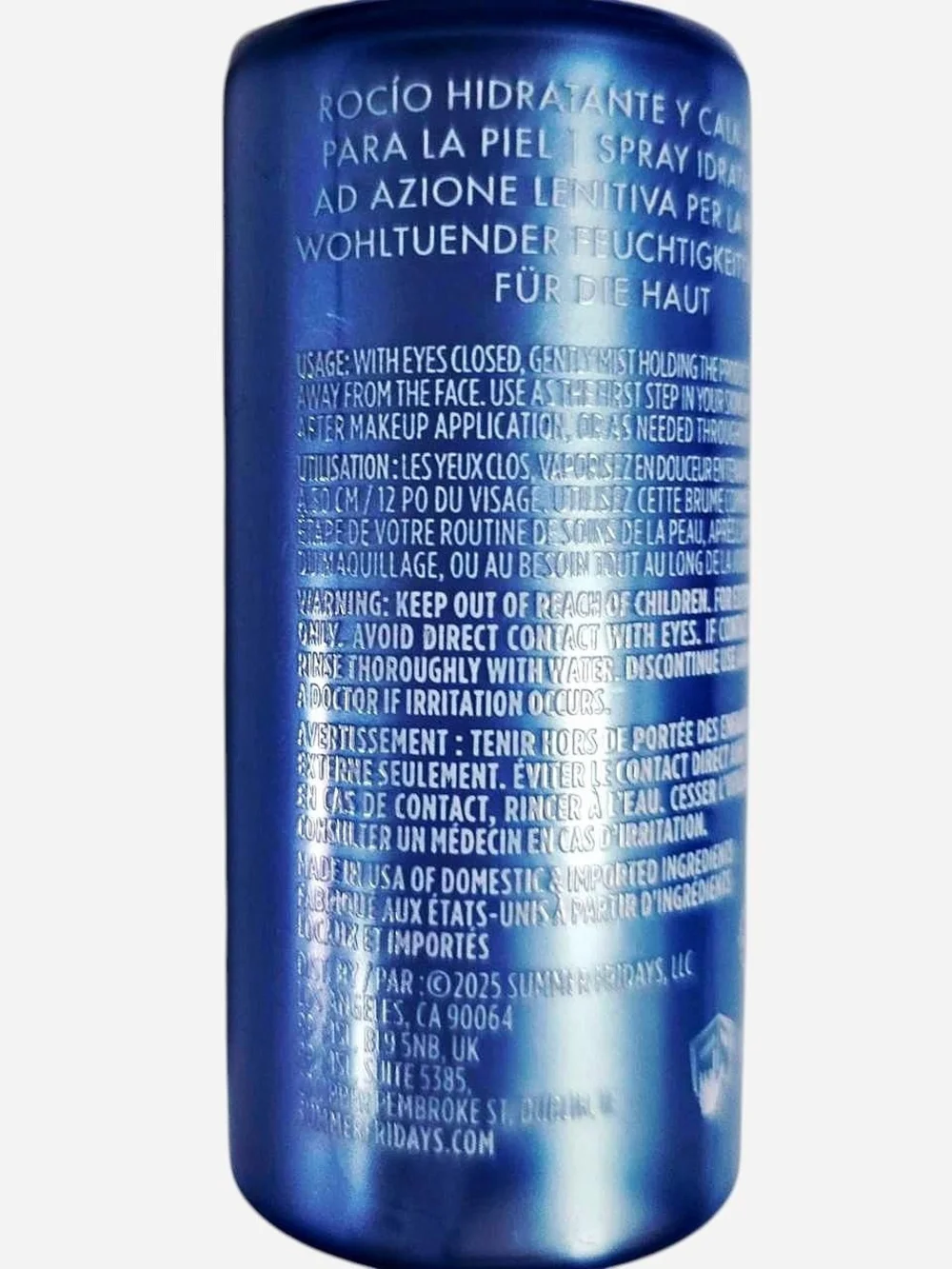 Summer Fridays Jet Lag Hydration Mist - Blue & White